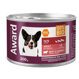Award Dog Паштет для взрослых собак (Говядина с морковью), 200гр