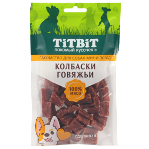 Titbit Лакомство для собак мини пород (колбаски говяжьи), 100г