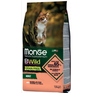 Monge Cat BWild GRAIN FREE сухой корм  для кошек, из лосося, беззерновой,1,5кг