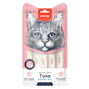 Wanpy Cat Нежное пюре из тунца и креветок, 14гр*5