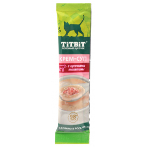 TiTBiT Лакомство для кошек (крем-суп с кусочками телятины), 10г