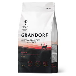 Grandorf  VET CAT HEPATIC  сухой корм для кошек диетический, при хронической печеночной недостаточности на основе бескостной индейки 2кг