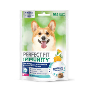 Лакомство для собак Perfect Fit Immunity «Для поддержания иммунитета» с говядиной и добавлением экстракта бархатцев 90 г