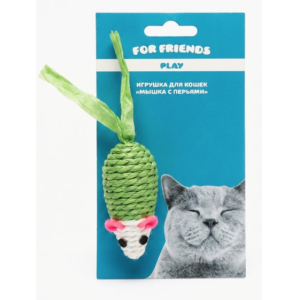 Игрушка для кошек For Friends «Мышка с перьями», цвет в ассортименте