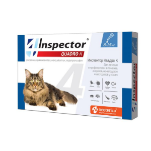 Инспектор Квадро К, капли для кошек от паразитов 8-15кг