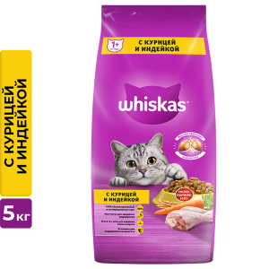 Whiskas для взрослых кошек подушечки с паштетом (курица, индейка), 5кг
