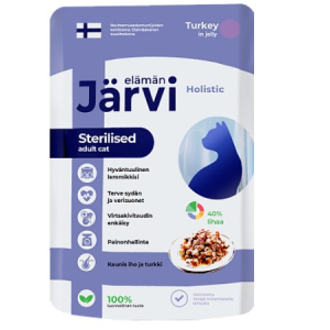 Jarvi для кошек стерилизованных с индейкой, кусочки в желе,85г
