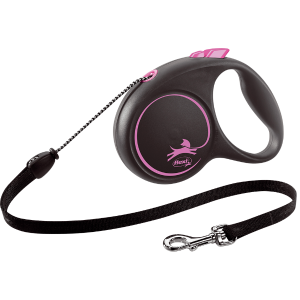 Flexi Поводок-рулетка"Black Design" (S)розовая, ремень,5м