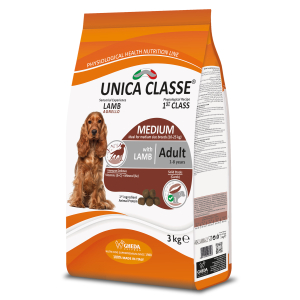 Unica Classe Корм сухой для собак средних пород с чувствительным пищеварением (ягненок), 3кг
