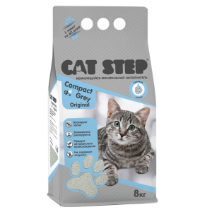 Наполнитель Cat Step Compact Gray Original, минеральный комкующийся 8кг