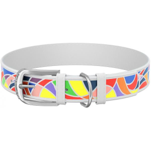 Collar Waudog Ошейник для собак (рисунок витраж, белый)