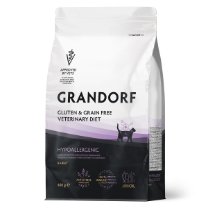 Grandorf VET CAT HYPOALLERGENIC сухой корм для кошек диетический, при пищевой аллергии на основе гидролизованного белка кролика 400гр