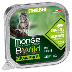Monge Консервы BWild GF Sterilised Cat (Кабан, овощи) 100гр
