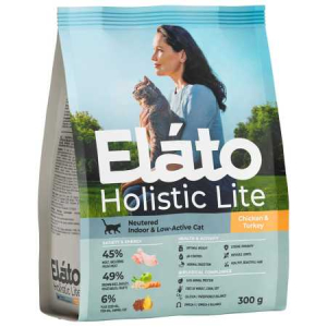 Elato Holistic Lite сухой корм для кошек кастрированных и стерилизованных с курицей и индейкой  300г