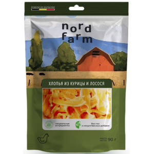Лакомства для кошек Хлопья из курицы и лосося NORD FARM 90г
