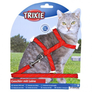 Шлейка с поводком "TRIXIE" для котят, (шлея 27-45 см + поводок 1,3м/10мм), нейлон