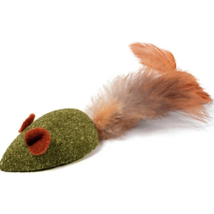 Triol Игрушка для кошек из пресс. кошачьей мяты "Мышка с перьями", 50/110мм