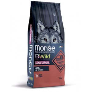 Monge Dog BWild LOW GRAIN сухой корм для собак низкозерновой, из мяса оленя 12кг