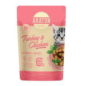 Nature's Protection ARATON Kitten влажный корм для котят, кусочки в соусе (индейка, курица) 85гр