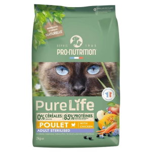 Flatazor Pure Life Sterilized Cat сухой корм для стерилизованных кошек, склонных к полноте (курица) 2кг