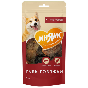 Мнямс лакомство для собак Губы говяжьи 80г