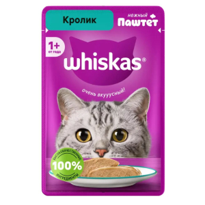 Whiskas Корм консервированный для кошек (кролик паштет), 75г
