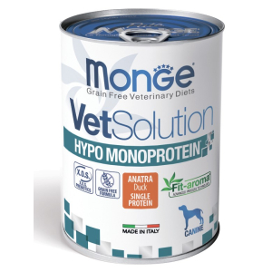 Ветеринарная диета Monge VetSolution Dog Hypo Monoprotein DUCK Гипо монопротеин с уткой для собак для снижения реакции пищевой непереносимости, 400 г