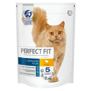 Perfect Fit сухой корм для взрослых домашних кошек с курицей, 650 г