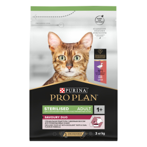 Pro Plan Sterilised Корм сухой для стерилизованных кошек (утка, печень), 3кг