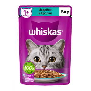 Whiskas Корм консервированный для кошек (рагу с индейкой и кроликом), 75г