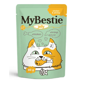 MyBestie влажный корм для кошек, желе (курица, креветки) 80гр