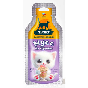 Titbit Мусс из курицы лакомство для кошек 15г
