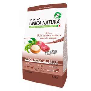 Unica Natura Корм сухой для собак средних и крупных пород (гусь), 12кг