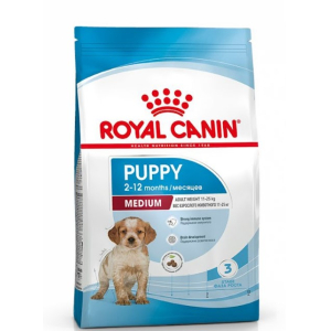 Royal Canin Medium Puppy Корм сухой полнорационный для щенков средних пород (вес взрослой собаки от 11 до 25 кг) до 12 месяцев, 3кг