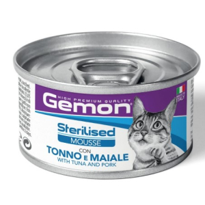 Gemon Cat Mousse tuna/pork   для кошек стерилизованных мусс с тунцом и свининой ,85г