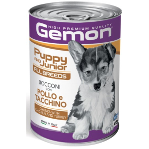 Gemon Dog PUPPY Chicken / Turkey  для щенков кусочки с цыпленком и индейкой ,415г