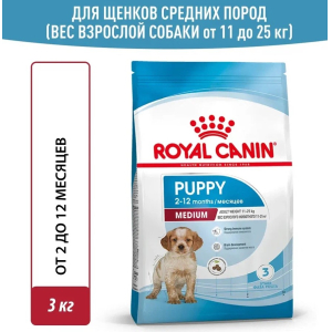 Royal Canin Medium Puppy Корм сухой для щенков средних размеров до 12 месяцев, 14кг