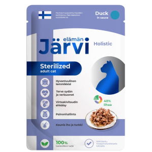 Jarvi для кошек стерилизованных с уткой, кусочки в желе,85г