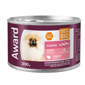 Award Puppy Starter Паштет для щенков с начала прикорма до 4 месяцев, беременных и кормящих сук (Индейка), 200гр