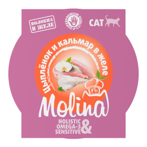 Molina консервы для кошек (цыпленок и кальмар в желе) 75гр