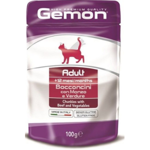 Gemon Cat Adult Beef/Veg для кошек говядина с овощами , 100г