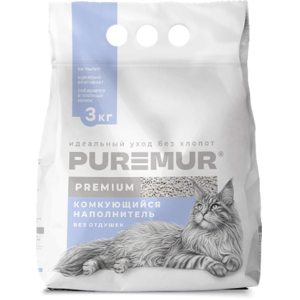 PureMur premium Наполнитель минеральный комкующийся,3кг