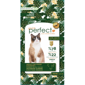 Perfect Adult Cat Food Gourmet Low Grain низкозерновой корм для привередливых кошек (лосось, ягненок, курица) 10кг