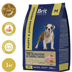 Brit Premium Корм сухой для щенков средних размеров (курица), 1кг