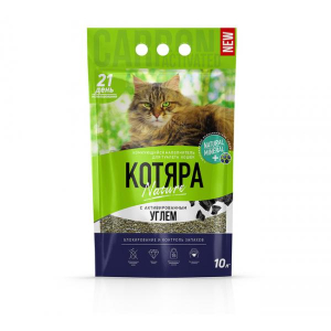 Pi-Pi-Bent "Котяра" Наполнитель для туалета комкующийся, с активированным углем, 10л, 4.2 кг