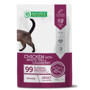 Nature's Protection Консервы Urinary Health для взрослых кошек с чувствительной мочеполовой системой (Курица и белая рыба), 100гр