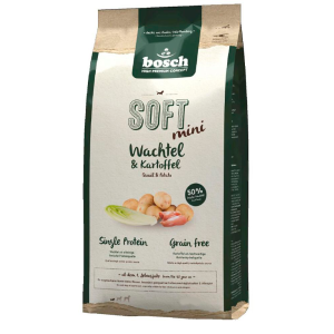 Bosch Soft Корм беззерновой для собак мелких пород, с чувствительным пищеварением (перепелка, картофель), 1кг