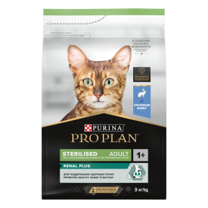 Purina Pro Plan Корм сухой для стерилизованных кошек (кролик), 3кг