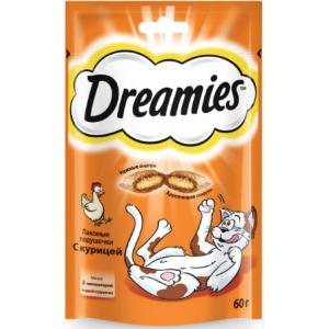 Лакомство Dreamies для взрослых кошек с добавлением курицы, 60г