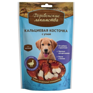 Деревенские лакомства Лакомство для щенков (кальциевая косточка с уткой), 90г